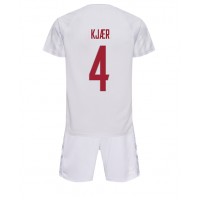 Dänemark Simon Kjaer #4 Auswärts Trikotsatz Kinder WM 2022 Kurzarm (+ Kurze Hosen)